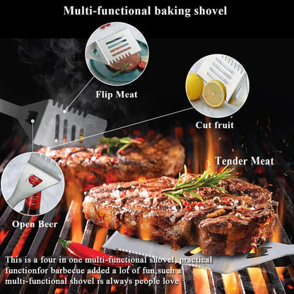 Kyraton Grill Zubehör Set 4-teilig Edelstahl Bakelit Griff BBQ Outdoor Camping