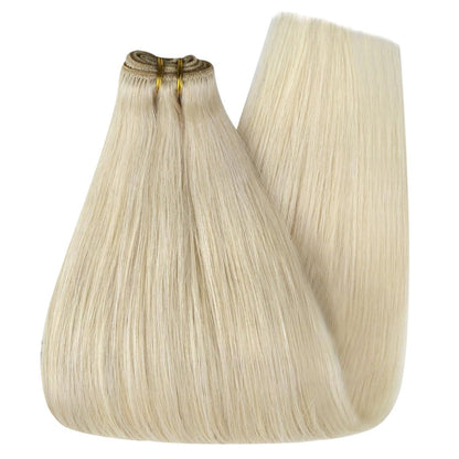 Echthaar Tressen Platinblond 45cm - Remy Weft Extensions