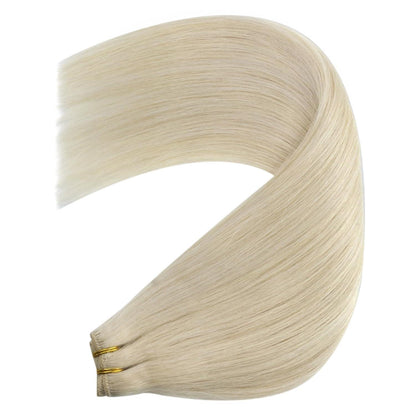 Echthaar Tressen Platinblond 45cm - Remy Weft Extensions