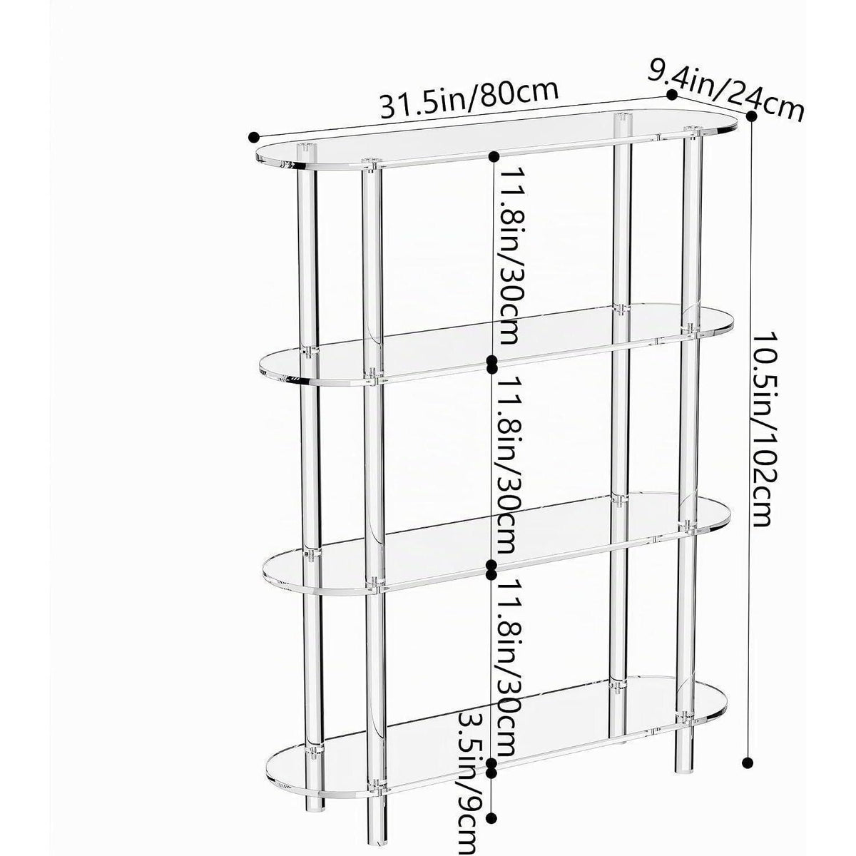 Acryl Konsolentisch Schmal mit 4 Etagen Regal