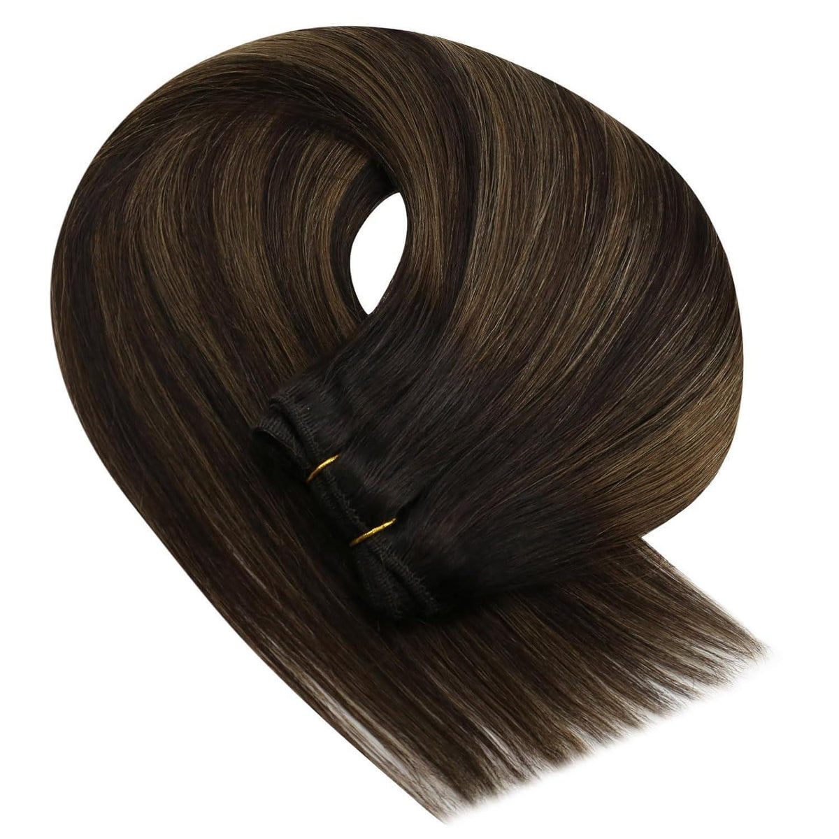 Echthaar Tressen Ombre Braun 40cm – Remy Weave Extensions