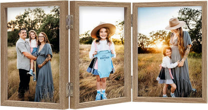 Bilderrahmen für 3 Fotos 10x15 cm Aufklappbar Holz Fotorahmen