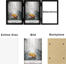 Bilderrahmen 3 Fotos 13x18 cm Holz Schwarz Glasfront