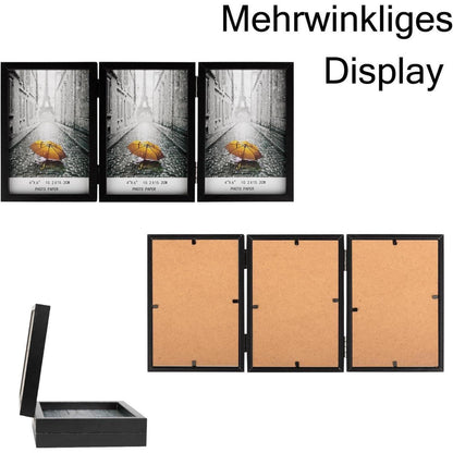 Bilderrahmen für 3 Fotos 10x15 cm Aufklappbar Holz