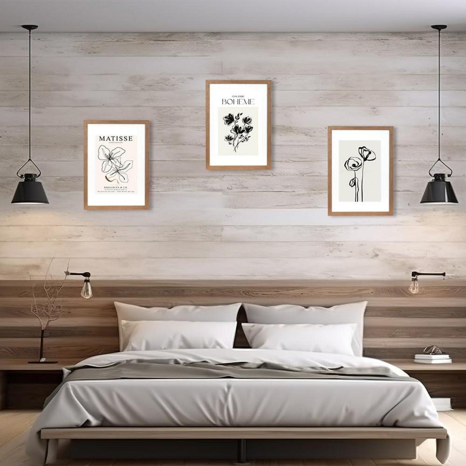 Holz Bilderrahmen A3 mit Passepartout Braun Wandmontage 3