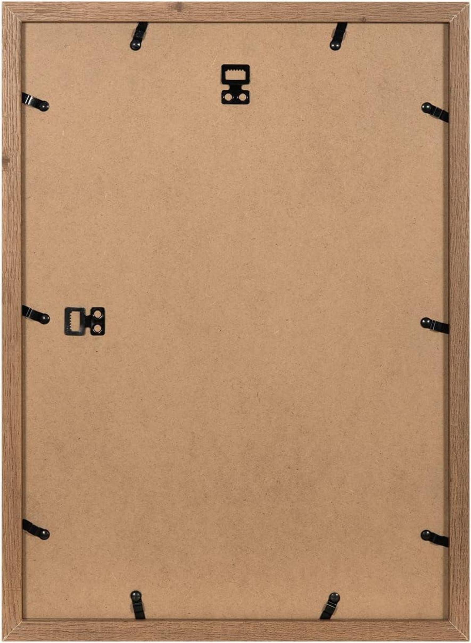 Bilderrahmen aus Holz A3 mit Passepartout für A4 Wandmontage Braun 3
