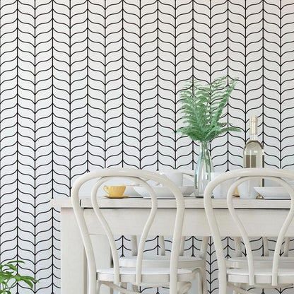 Geometrische Schwarz Weiß Tapete Selbstklebend 44.5x500cm