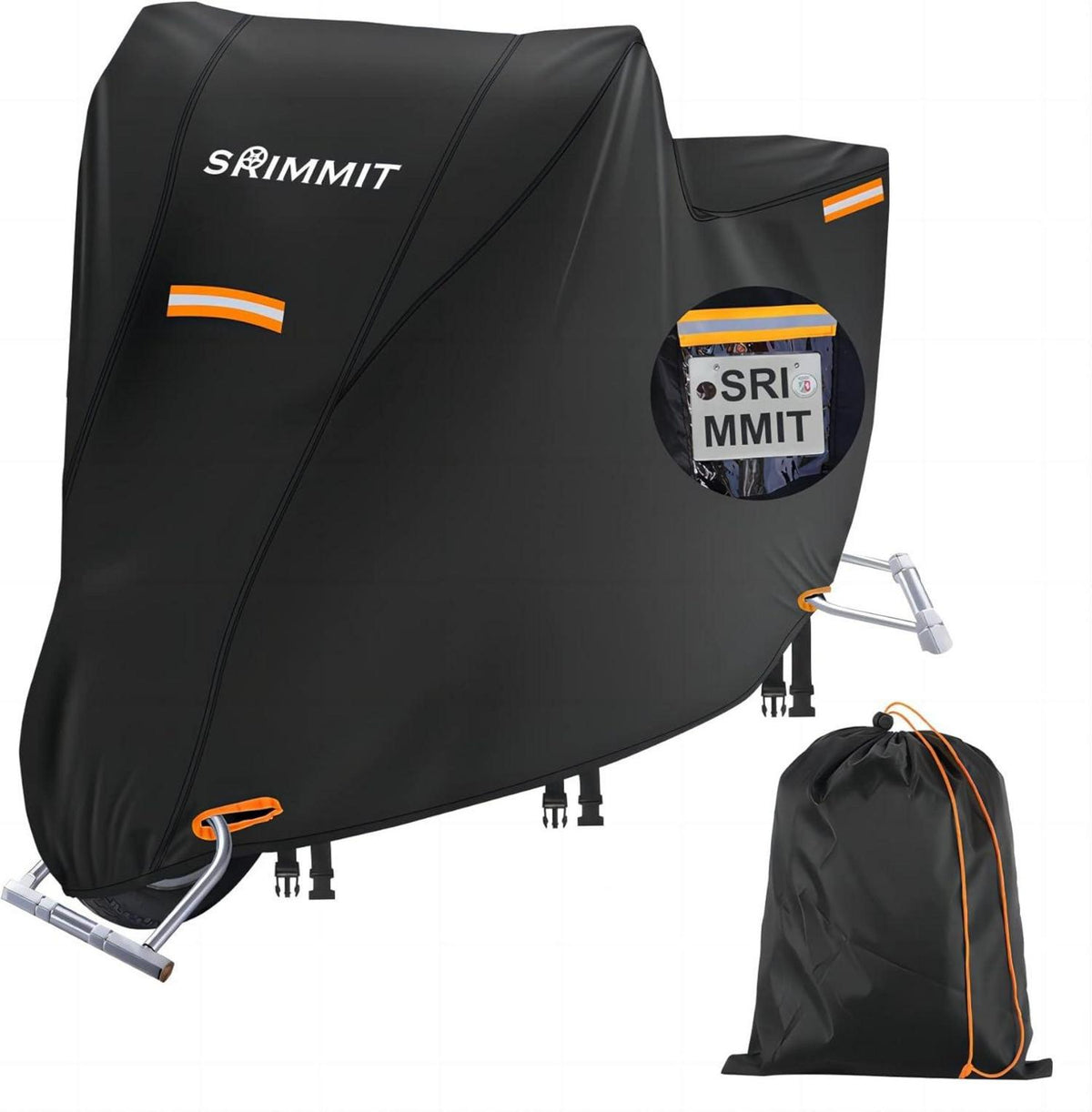 Motorradabdeckung 420D Wasserdicht Winterfest mit Kennzeichenfenster