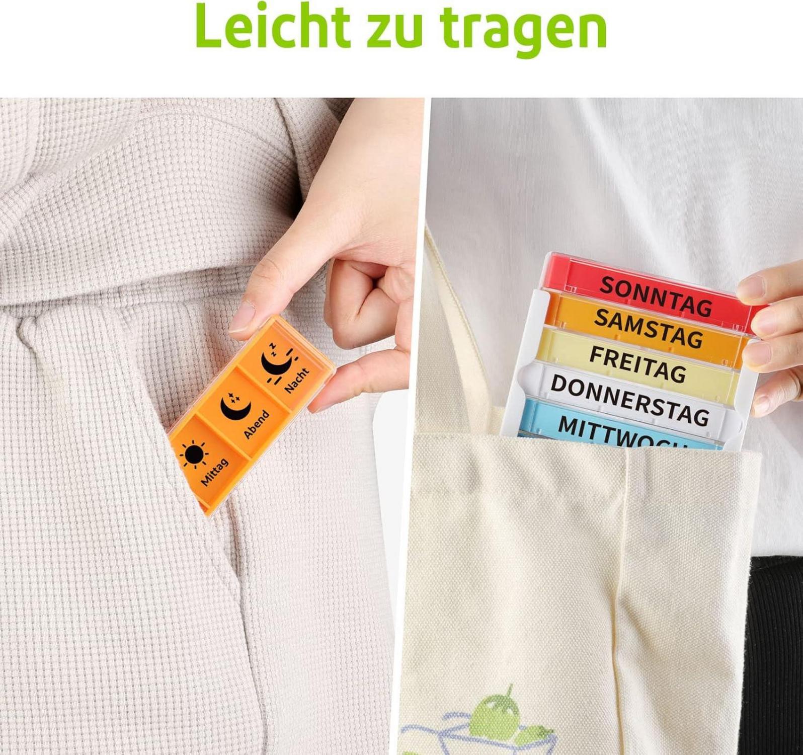 Tablettenbox 7 Tage Pillendose Medikamentenbox 4 Fächer Organizer