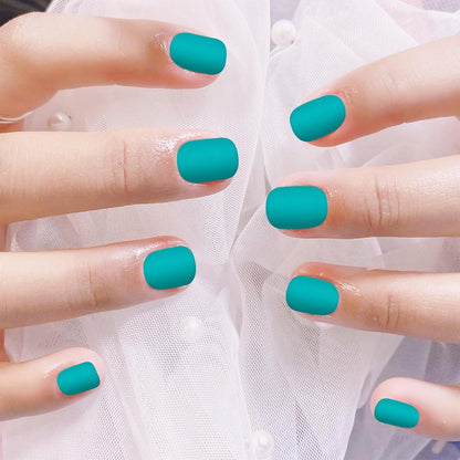 24er Pack Matt Eckig Fingernägel Fake Nails Set Hochwertig Kurz