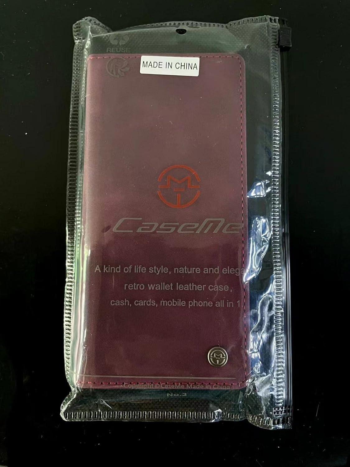 Samsung Galaxy A14 5G Handyhülle Premium Leder Flip Case Weinrot