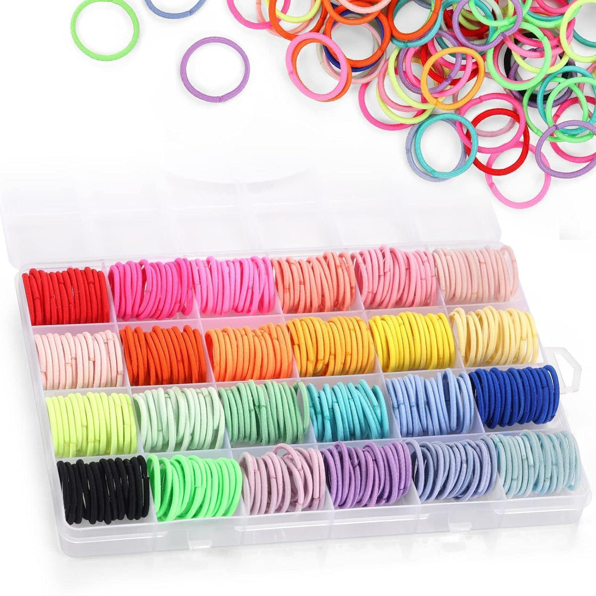Haargummis Mädchen 336 Stück 24 Farben mit Organizer Box