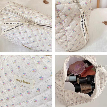 Kosmetiktasche mit Blumenmuster, Groß, Baumwolle, Make-up-Tasche