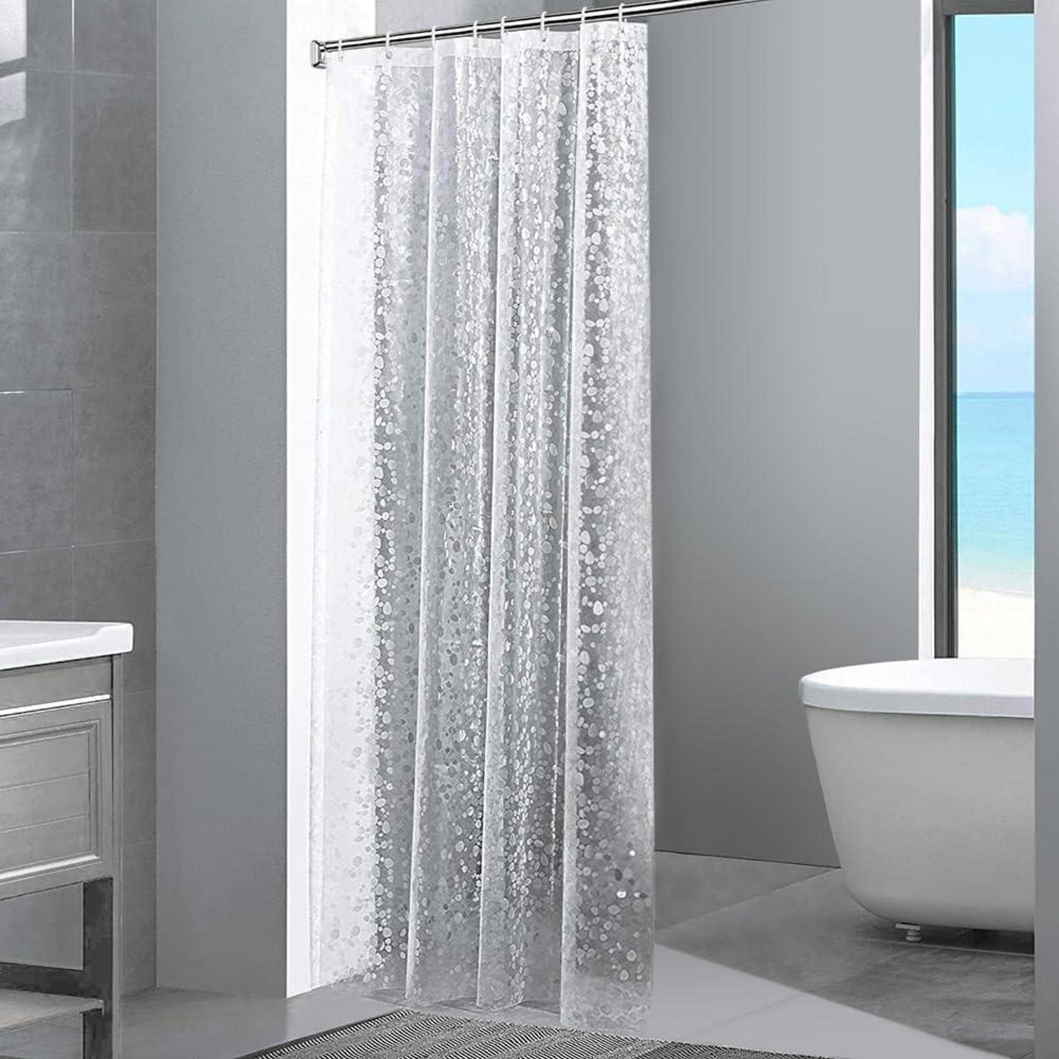 Duschvorhang 3D Steinmuster transparent 100% Eva wasserdicht 120x200cm