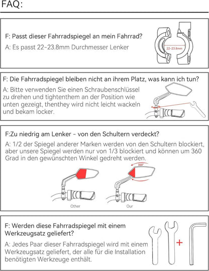 Fahrradspiegel extra große Spiegelfläche Echtglas schlagfest für