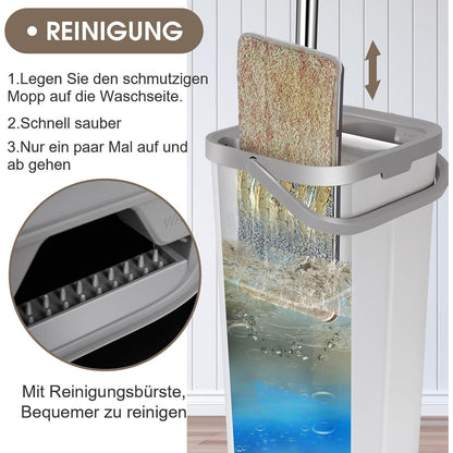 Wischmopp Set mit Eimer und 10 Mikrofaser Wischpads