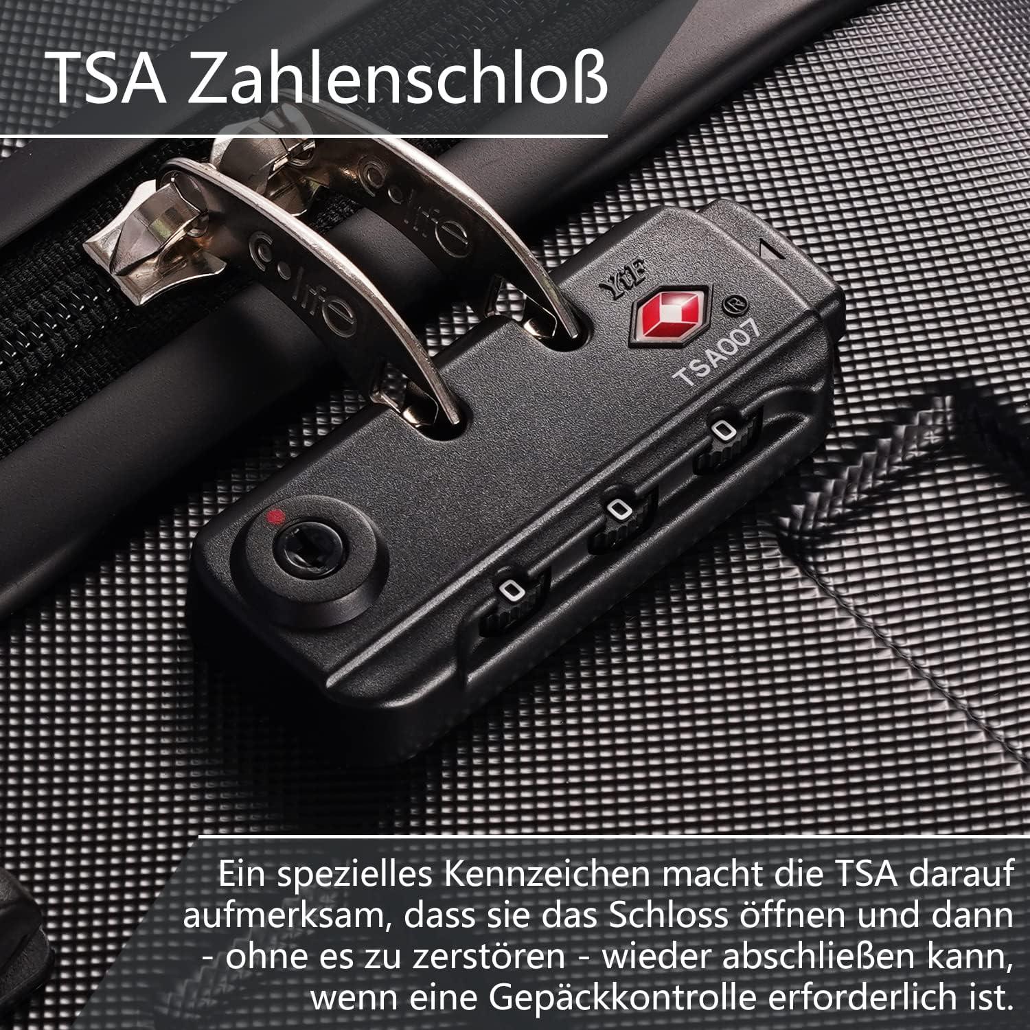 COOLIFE Premium Hartschalenkoffer TSA-Schloss 4 Rollen Zitronengelb
