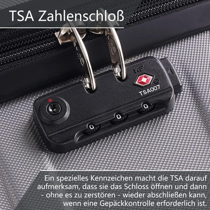 COOLIFE Hartschalen-Koffer Set ABS Material TSA-Schloss 4 Rollen Graulila