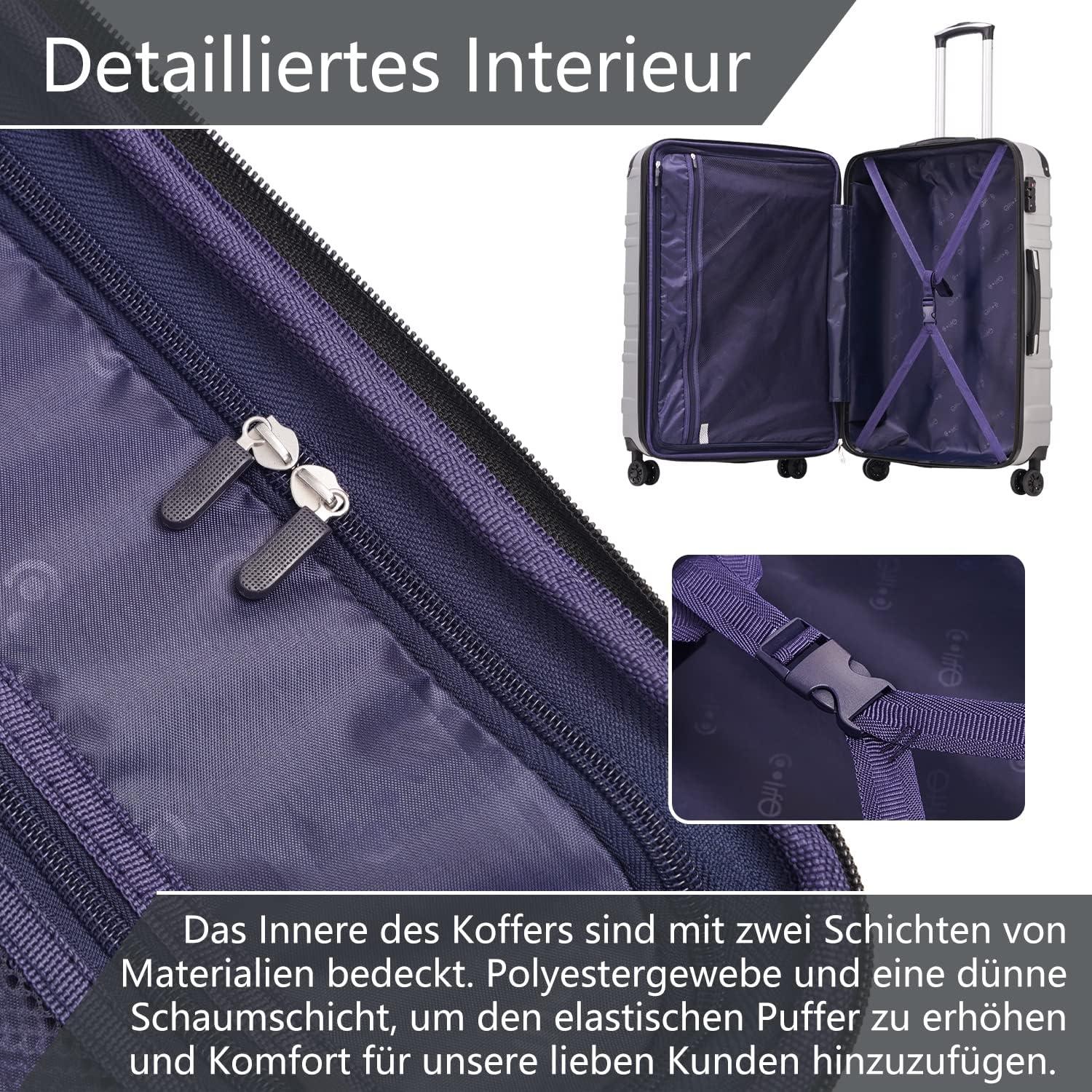 Hartschalen-Koffer Set 3-teilig TSA-Schloss Aluminiumgriff 4 Rollen