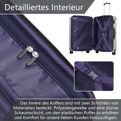 Hartschalen-Koffer Set 3-teilig TSA-Schloss Aluminiumgriff 4 Rollen