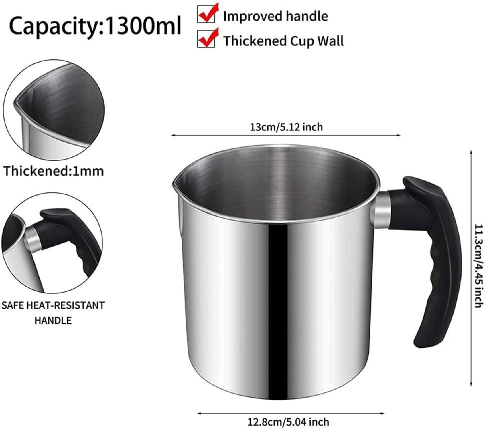 Wachsschmelztopf für Kerzenherstellung 1.3L/44oz. Hitzebeständig