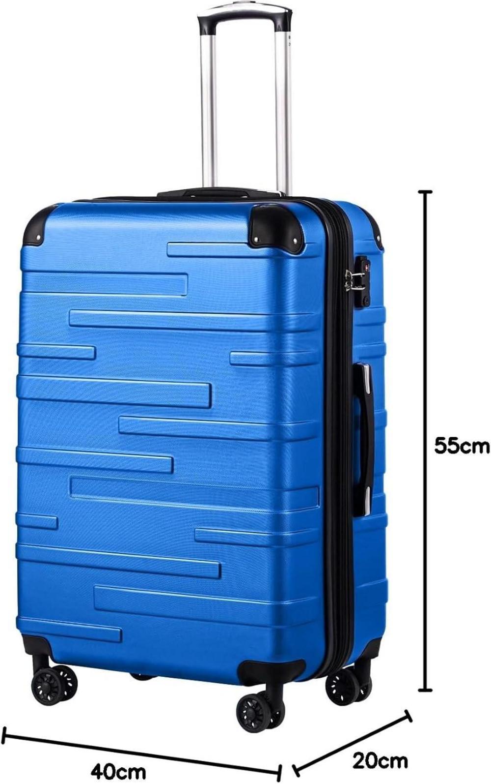 COOLIFE Hartschalen-Koffer Navy Blau 4 Rollen Erweiterbar 93L ABS TSA-Schloss