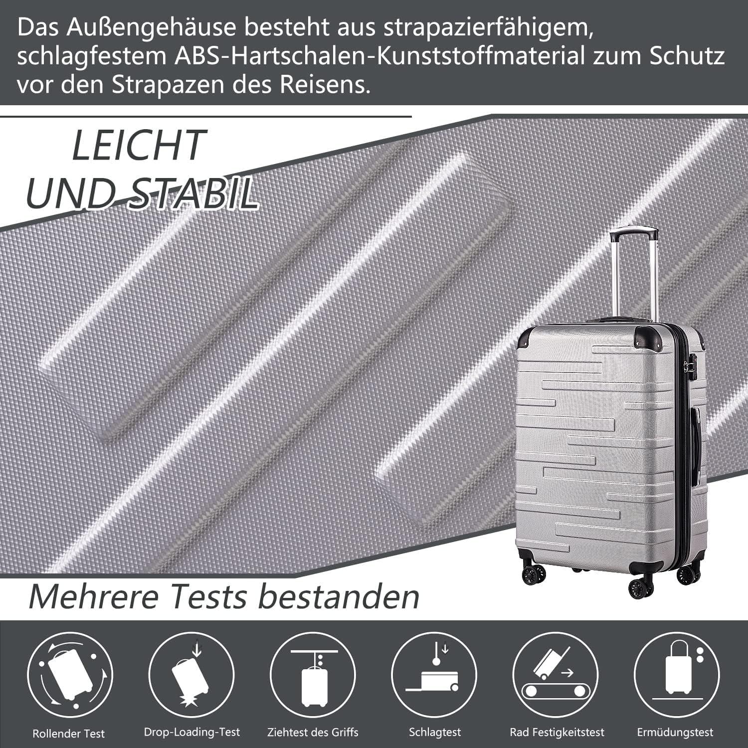 Hartschalen-Koffer Set Rollkoffer Reisekoffer TSA-Schloss ABS