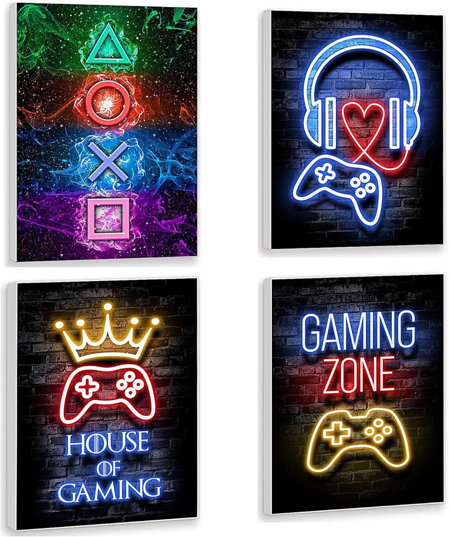Gaming Poster-Set mit Rahmen für Playstation Schlafzimmer