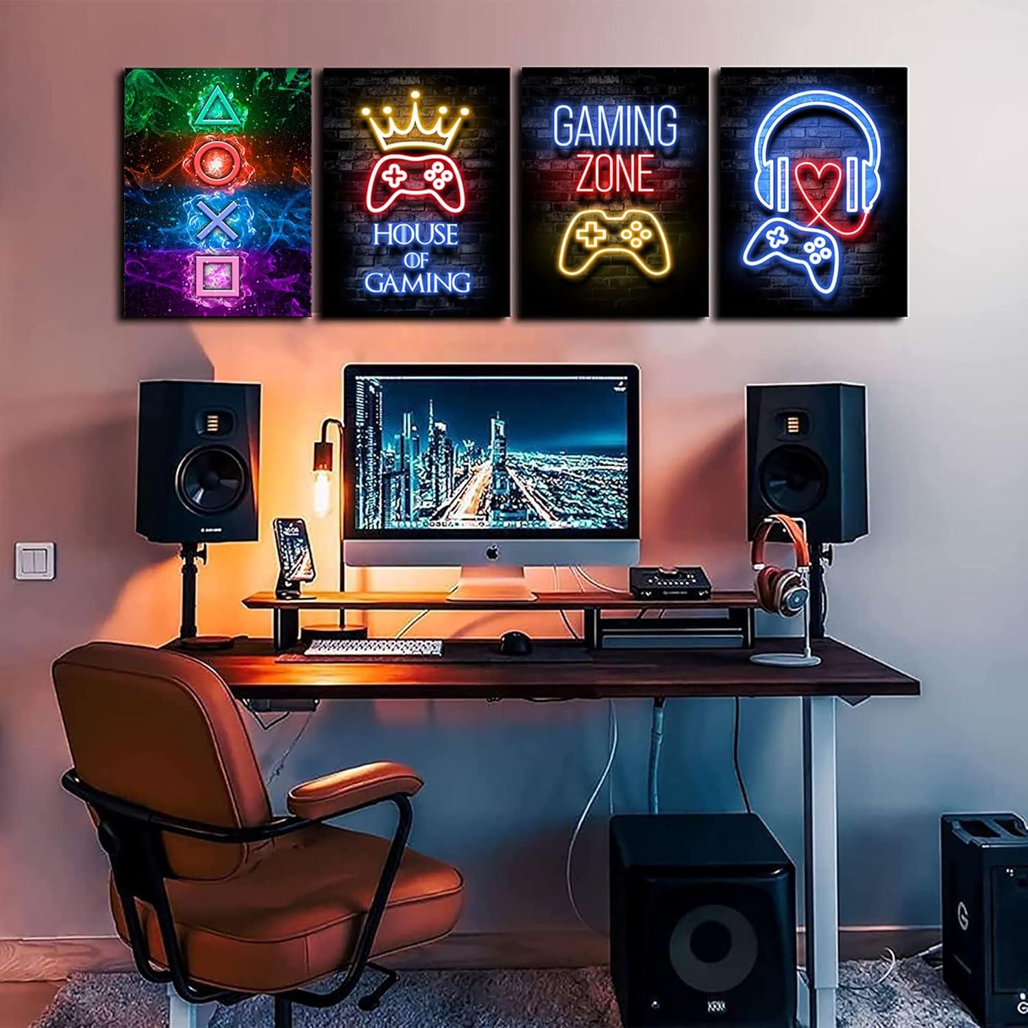 Gaming Poster mit Rahmen, Set für Playstation Zimmer, 20 x 30 cm