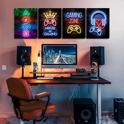 Gaming Poster mit Rahmen, Set für Playstation Zimmer, 20 x 30 cm