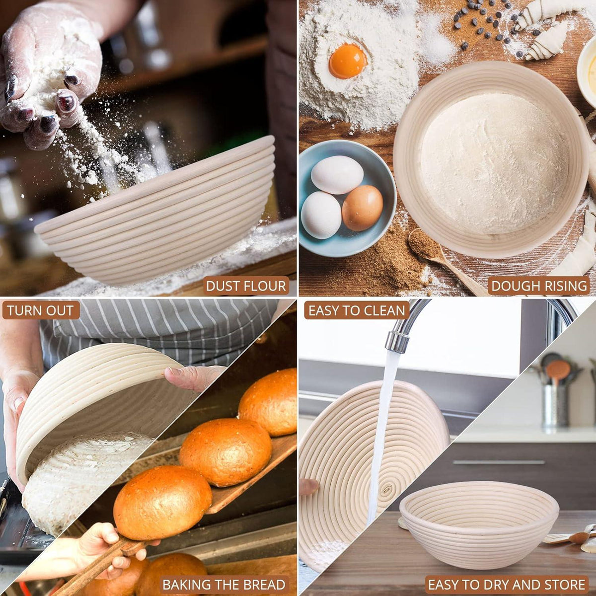 Sondiko Brotkorb Gärkorb Backen Rattan Sauerteig Starter Kit