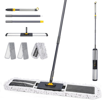 Flacher Bodenwischer 154cm Set Baumwolle & Mikrofaser Pads
