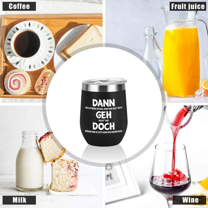 Abschiedsgeschenk Kollegen - 12oz Edelstahl Weinbecher