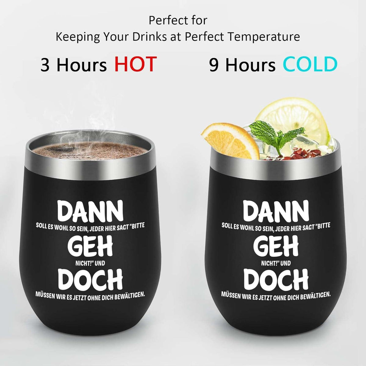 Livole Abschiedsgeschenk Jobwechsel 12oz Edelstahl Weinbecher Schwarz