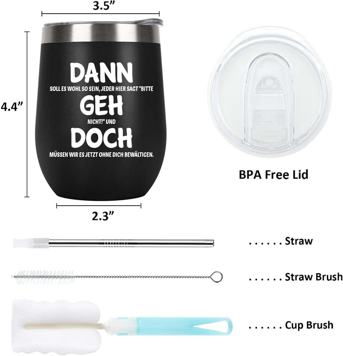 Abschiedsgeschenk Kollegen Jobwechsel Edelstahl Weinbecher 12oz