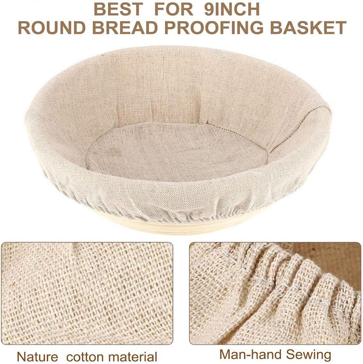 2er Set Leinentuch Brot Backen Gärkorb 25cm