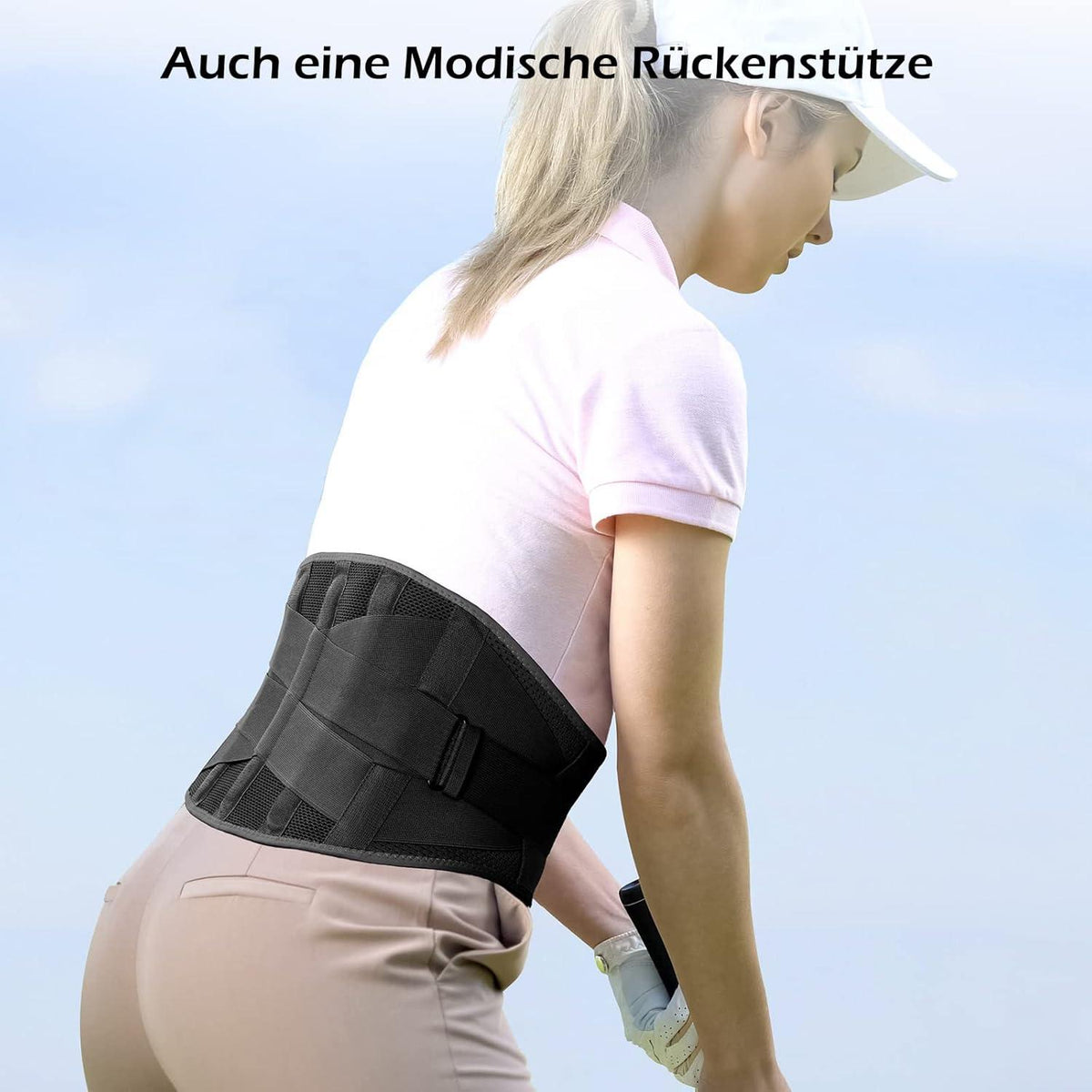 Rückenbandage atmungsaktiv Rückenstütze Sport Rückengurt Schwarz XXXL