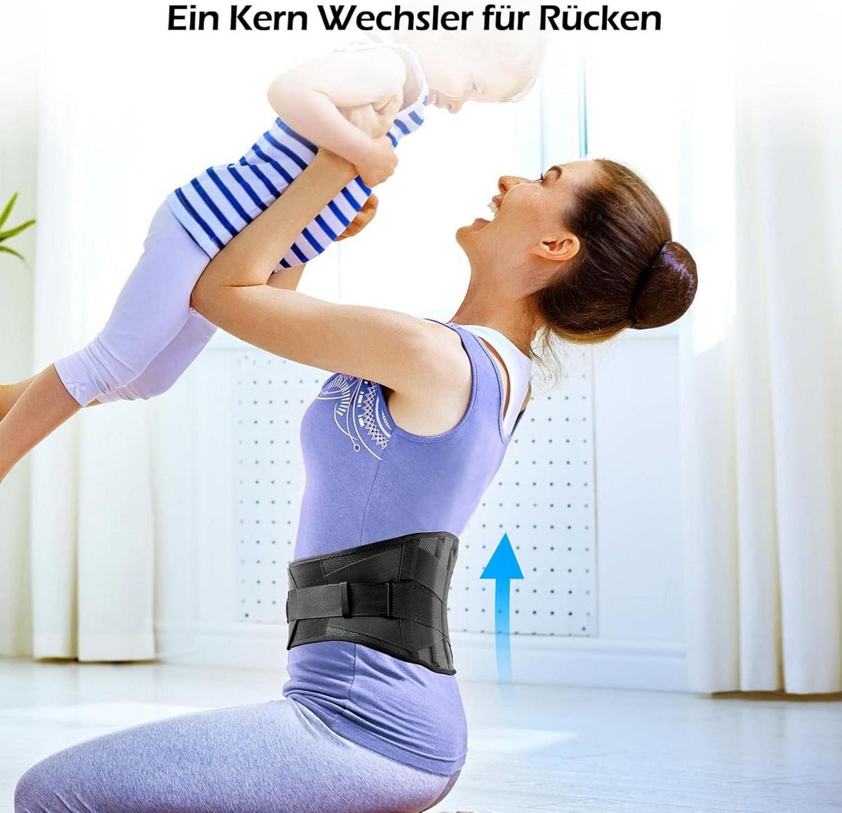 Rückenbandage Atmungsaktiv für Sport Schwarz mit 5 Aufenthalten