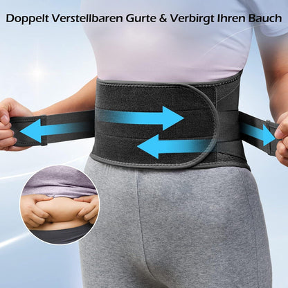 FREETOO Rückenbandage atmungsaktiv mit 5 Aufenthalten, Sport (M, Taille: 90-105 cm) Schwarz