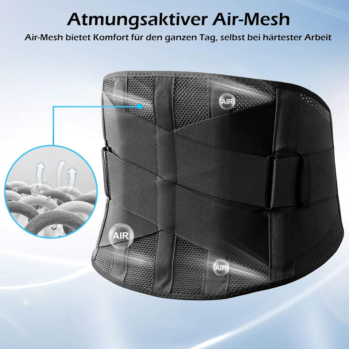 Rückenbandage atmungsaktiv Sport Rückenstütze Gürtel M Schwarz