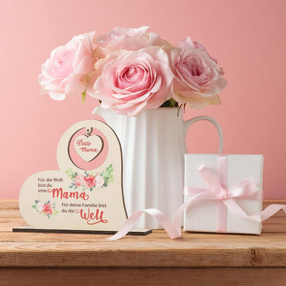 Herz Holzschild Aufsteller Deko Geschenk für Mama Muttertagsgeschenk