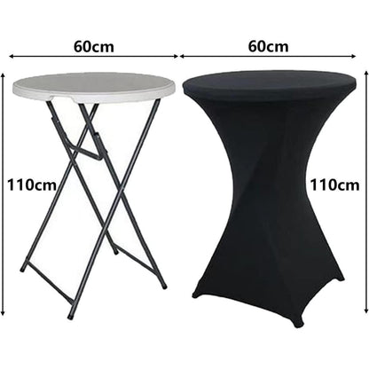 2er Set Stehtisch Hussen 60x110cm Schwarz | Elastische Spandex Tischdecken