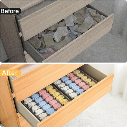Aufbewahrungsboxen für Socken und Unterwäsche - 24 Zellen Faltbar Grau
