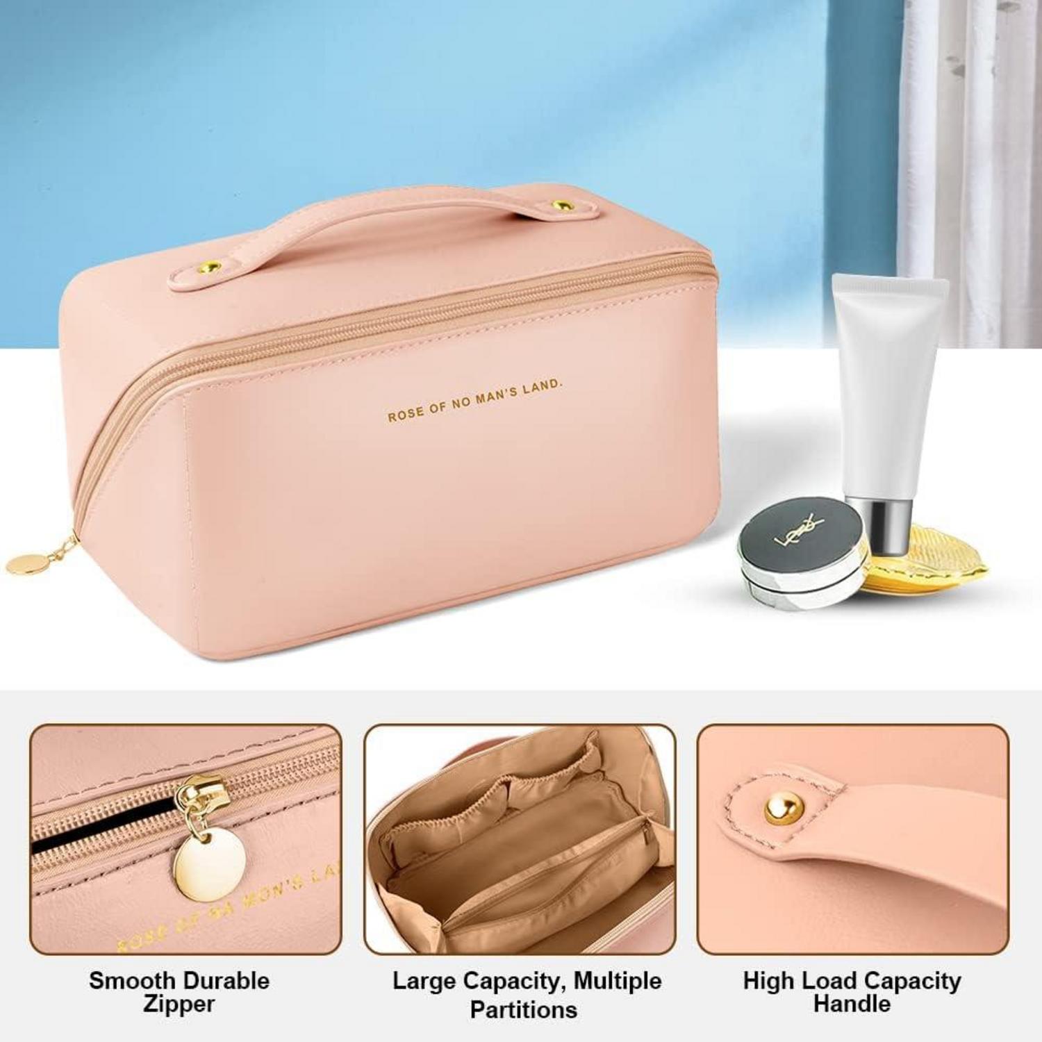 Reise Kosmetiktasche PU Leder Tragbar Make-up Tasche Große Kapazität