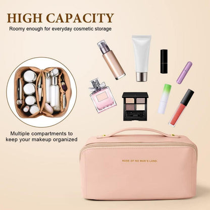 Aucuu Reise Kosmetiktasche PU Leder Tragbare Make-up Tasche Große Kapazität Wasserdicht Kulturbeutel Organizer