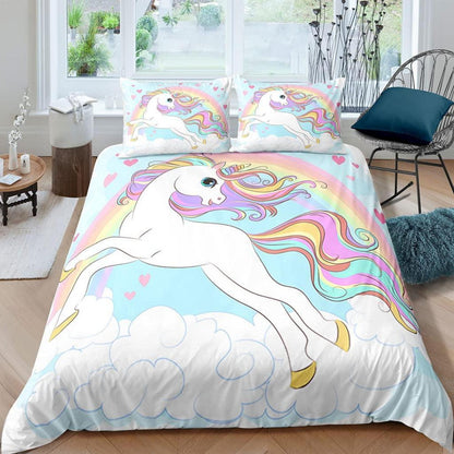 Kinder Bettwäsche Einhorn 135x200 cm 4-teilig – Weiche Mikrofaser Bettwäsche