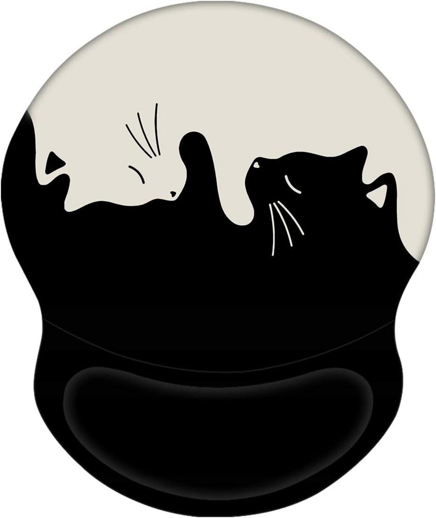 Ergonomisches Gel Mauspad Katze Handauflage Motiv - Schwarz