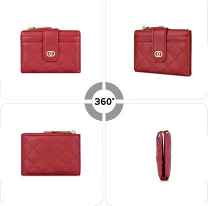Damen Mini Geldbörse RFID Schutz Rosa Leder 8 Karten Münzfach
