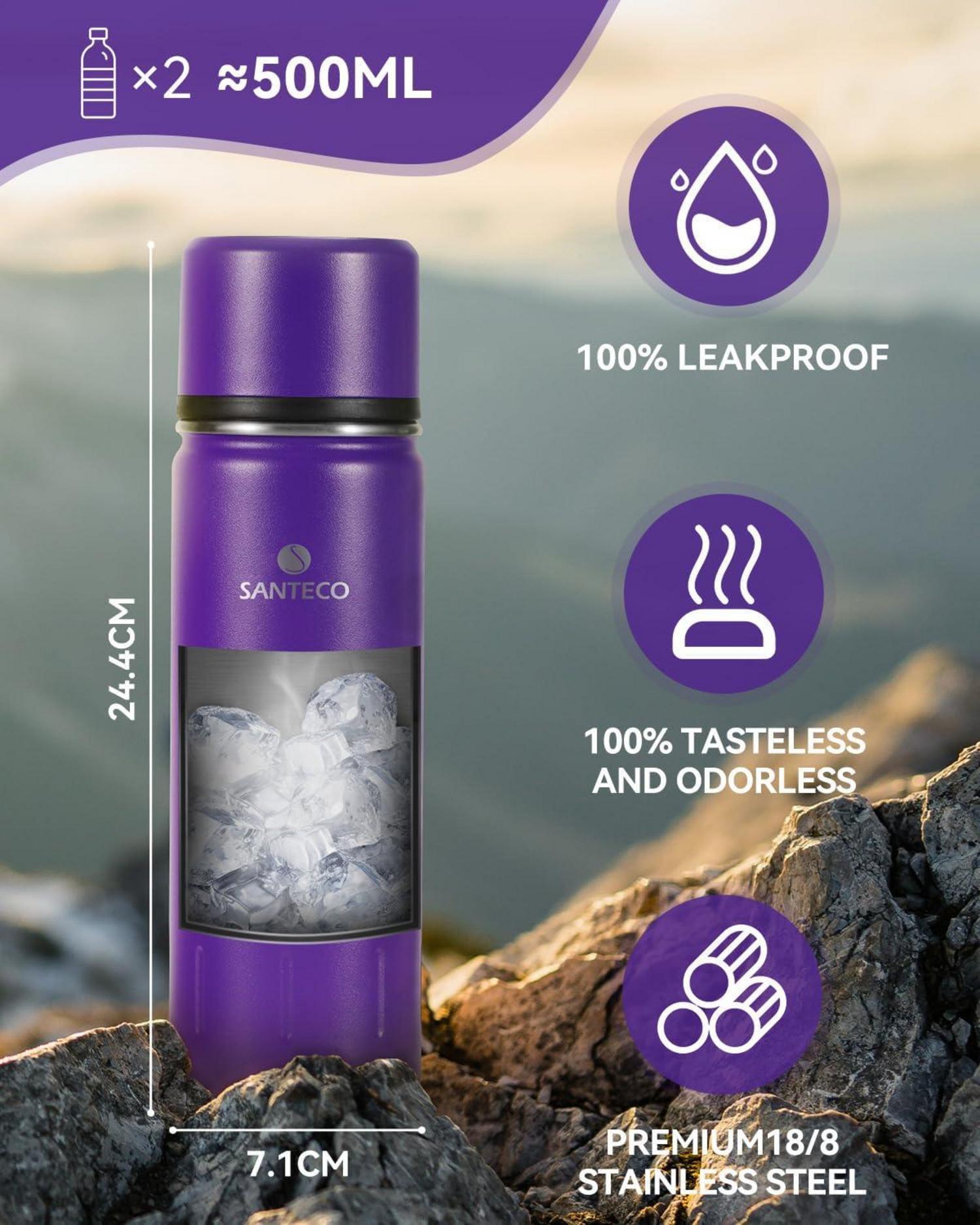 Thermoskanne Edelstahl, Auslaufsicher, 1l, Isolierflasche, Trinkbecher, Kaffee, Tee, Kinder, Sport, BPA-Frei, 24H Kalt, 12H