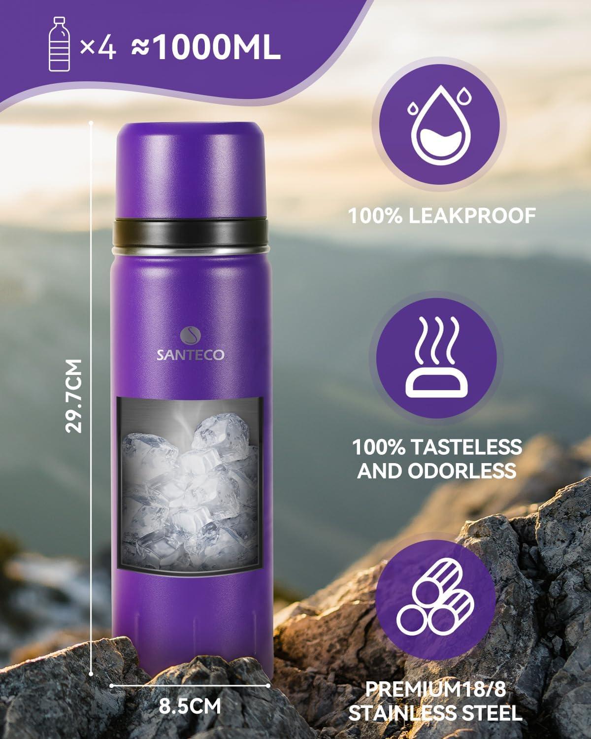 Thermoskanne Edelstahl 1l 500ml Isolierflasche Trinkbecher Kaffee Tee Kinder Sport BPA-frei Kaltes Warmes Getränk